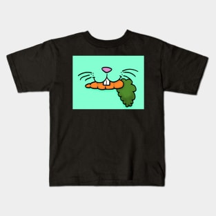 Bunny Mouth With Carrot Face Mask (Green) Kids T-Shirt